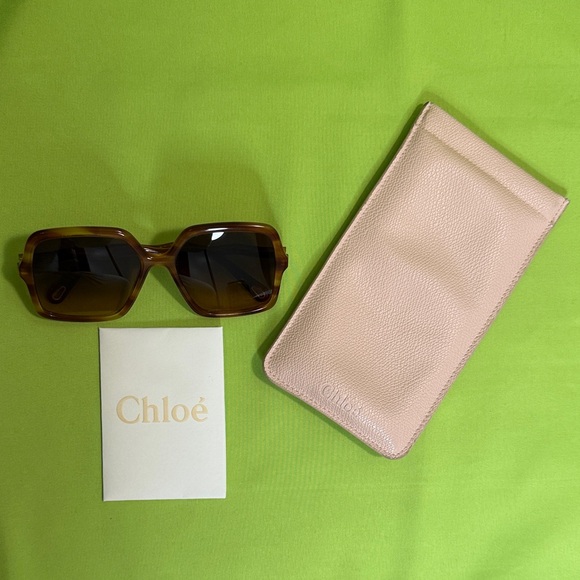 Chloé Brown Tortoiseshell Square Oversized Sunglasses - Picture 4 of 5